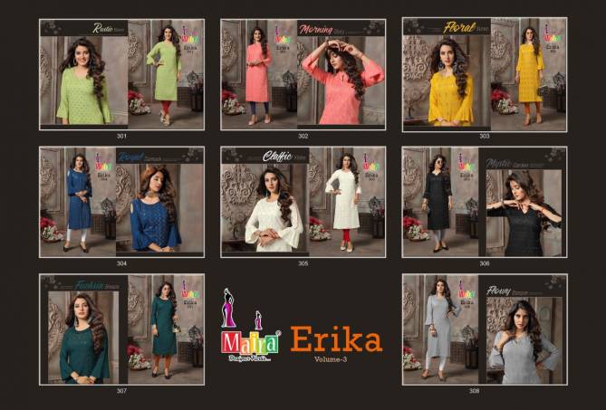 Maira Erika 3 Rayon Ethnic Wear Straight Cut Kurtis Collection